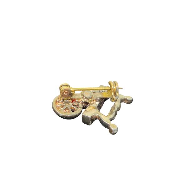 Vintage Spinning Wheel With Rhinestones Pin Brooch*read* - Picture 3 of 5